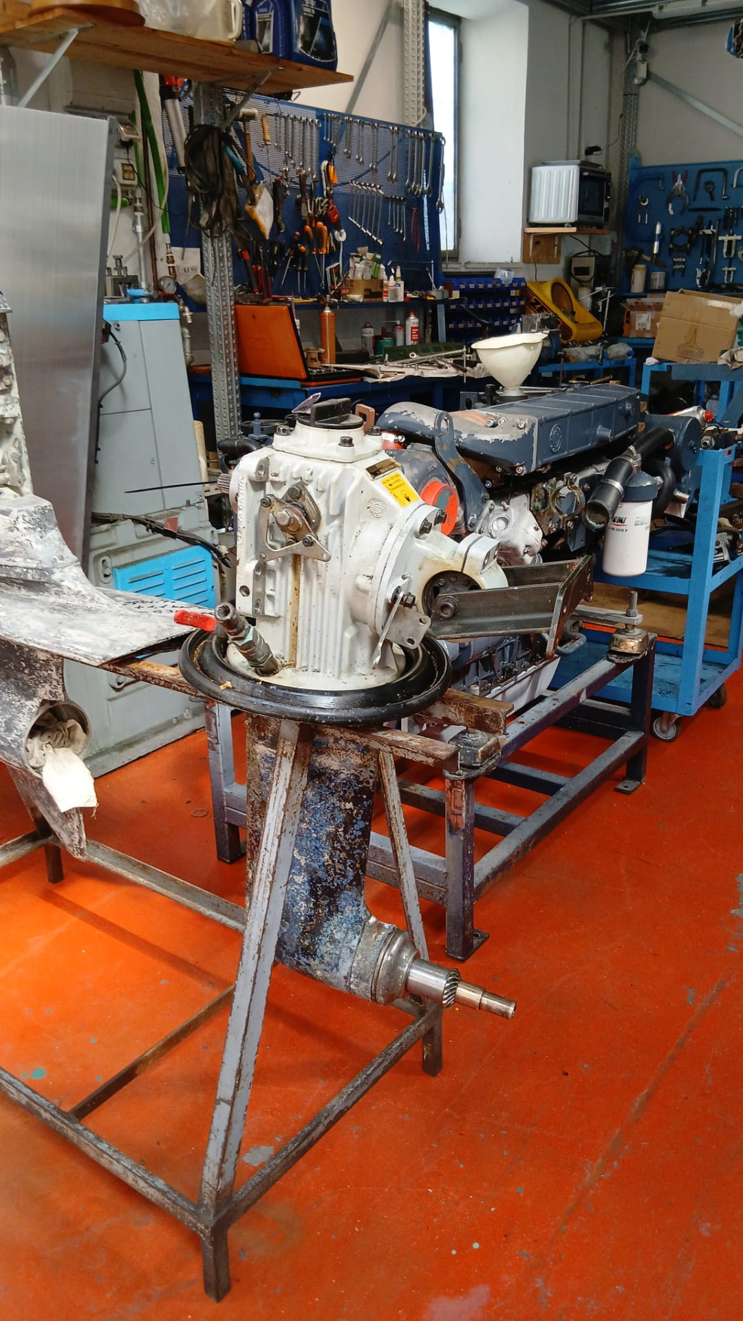 Marine diesel engine and gearbox ready for installation